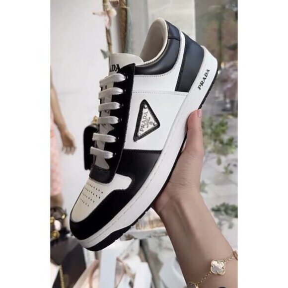 PRADA Downtown Logo Low Top Sneaker (Women) in White/ Black Size 8.5US / 38.5EU - Picture 1 of 10
